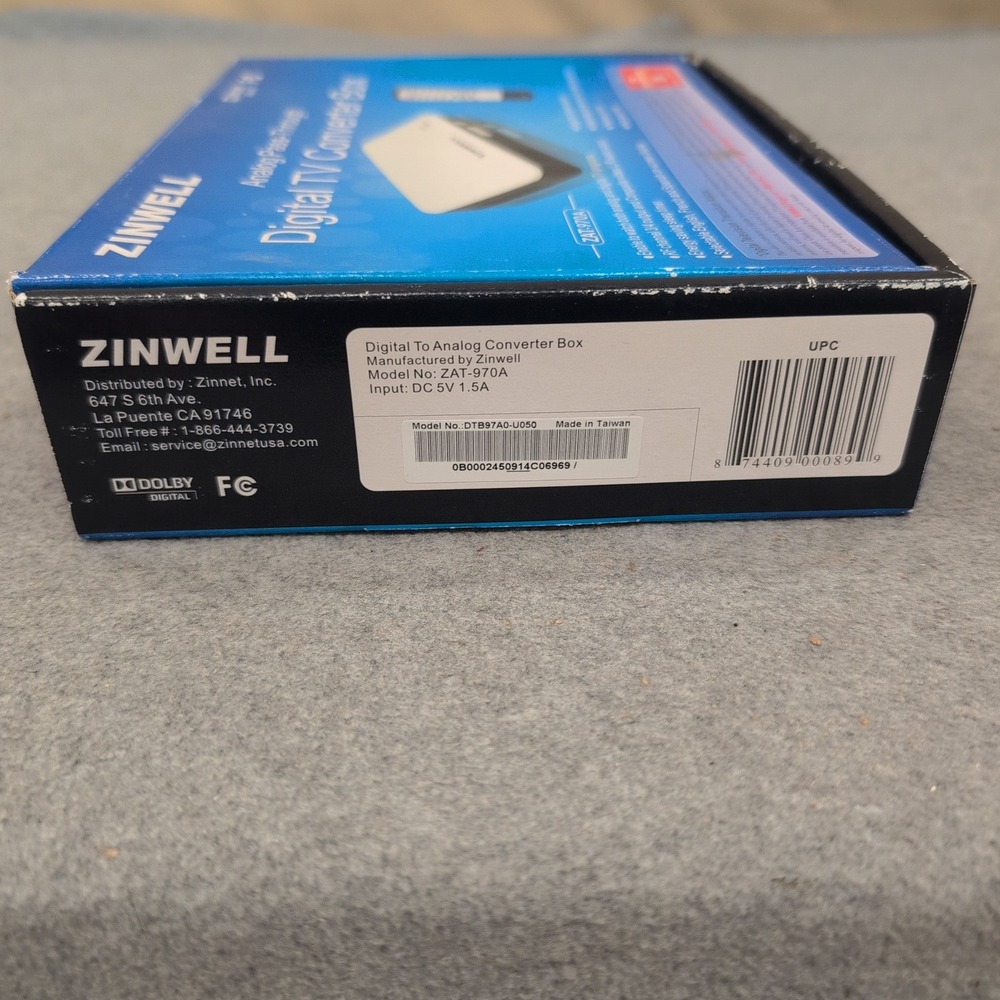 Zinwell ZAT-970A Analog Pass-Through Digital TV Converter Box SDTV White - Picture 3 of 4